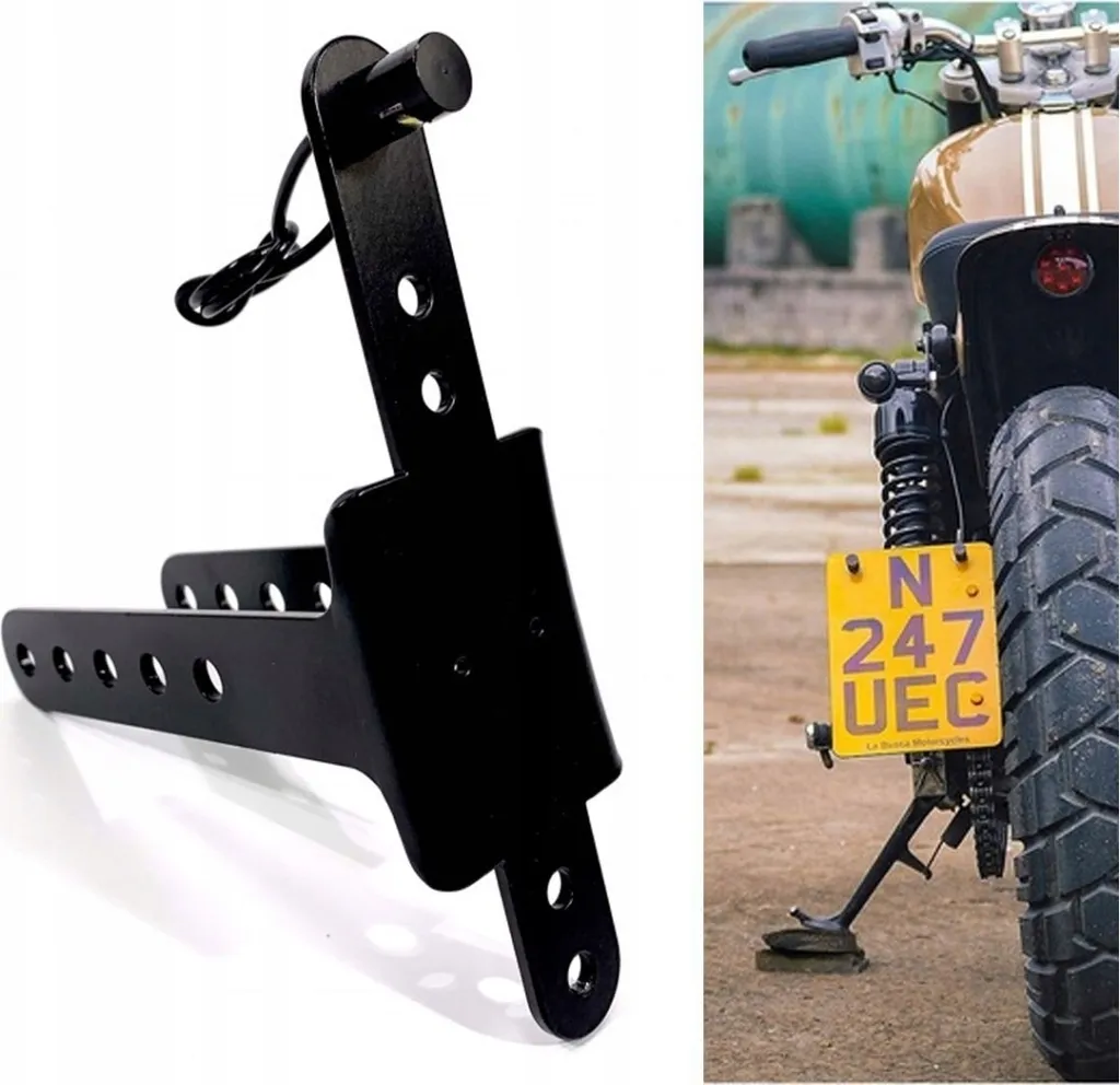 Support de plaque latéral LED universel pour Custom et Chopper Moto