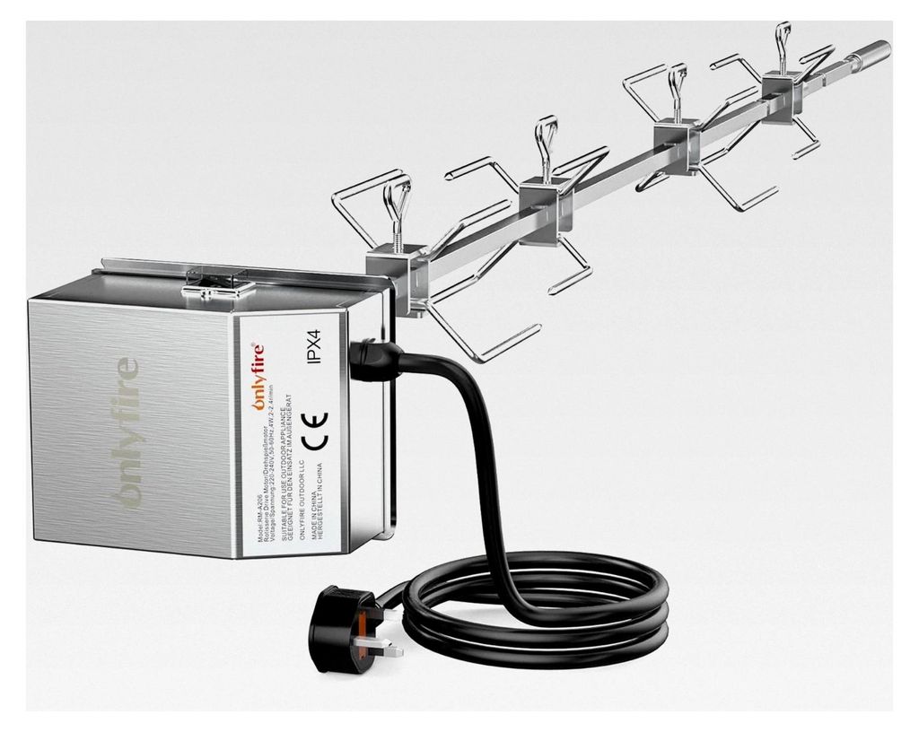 Edelstahl-Grill-Rotisserie-Set für Weber Genesis II 400 & 600 Serie sowie Genesis II LX 4 & 6 Brenner-Grills