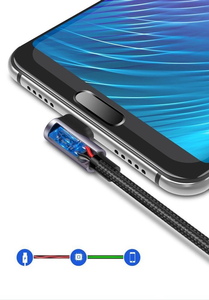 Ugreen Kątowy Kabel Przewód Usb - Usb Typ C 1M 3A Szary Zdjęcie produktu 8