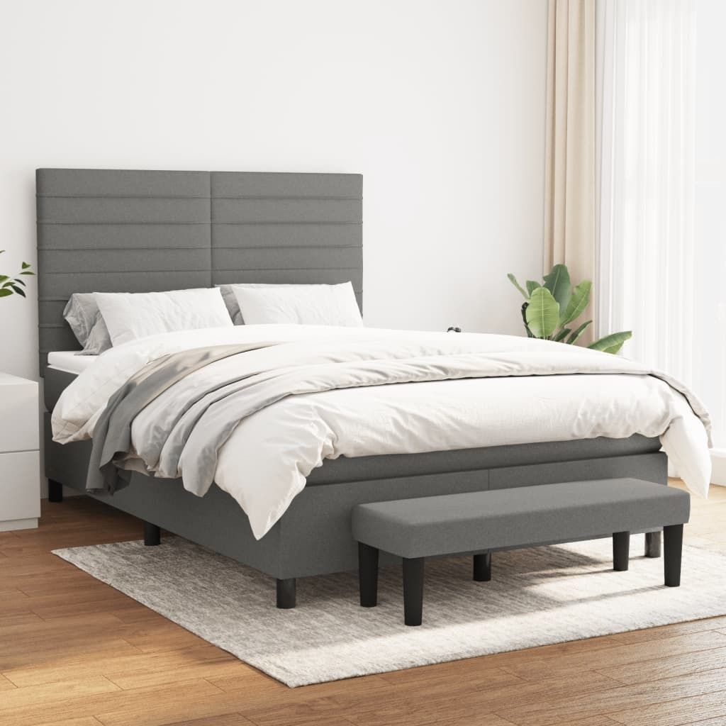 Maison Exclusive - Boxspringbett mit Matratze Dunkelgrau 140x190 cm Stoff