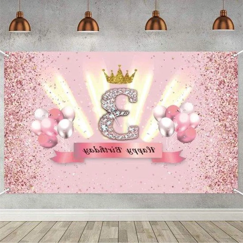 Nappe Rose Anti-Taches 3 ans - Décoration Anniversaire Fille Couronnes