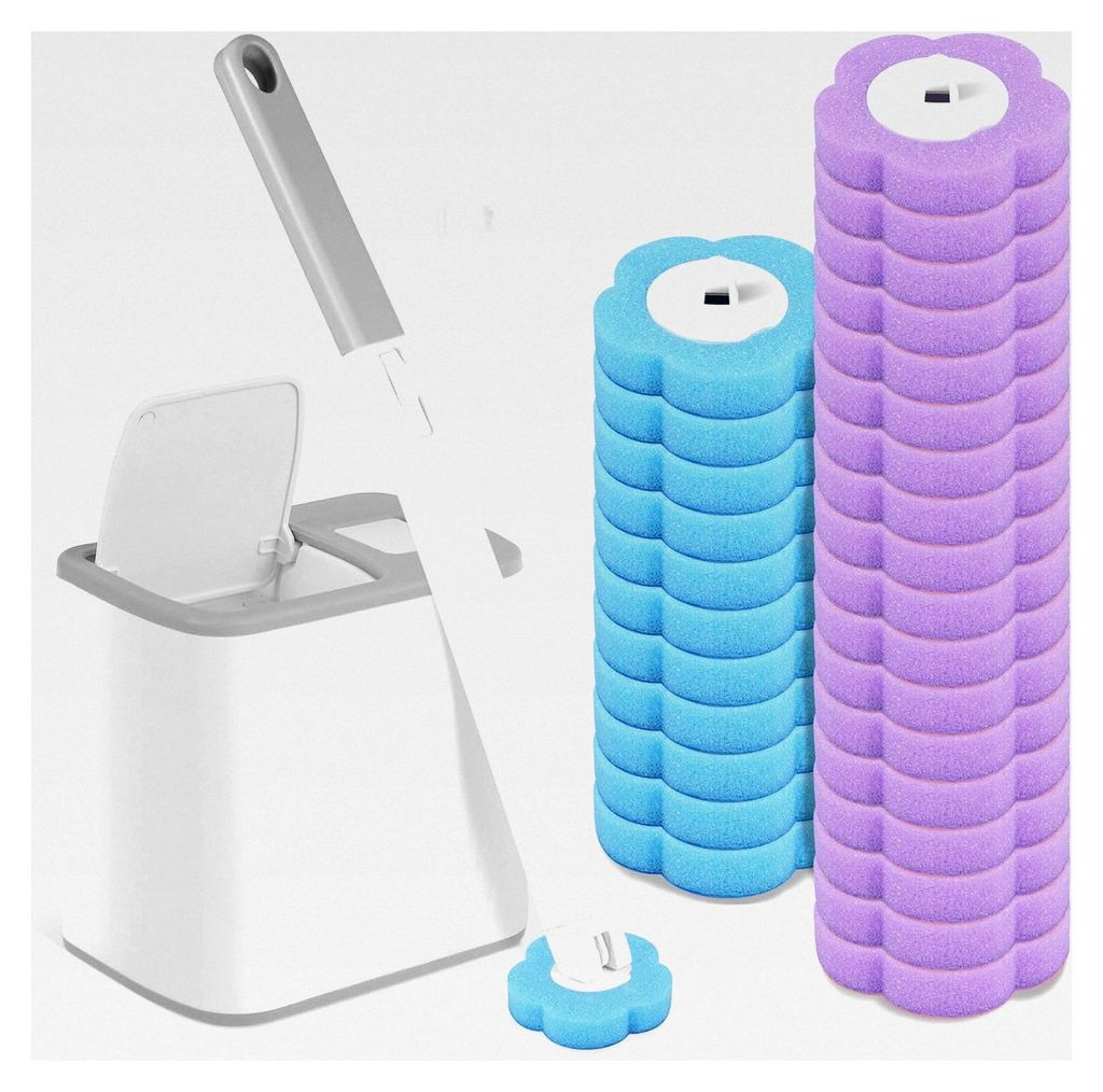Einweg Toilettenbürsten Set, Wandmontage Klobürste mit 30 Reinigungsbürstenköpfen, WC Bürste mit Halter für Badezimmer, Toilettenbürste zur ...