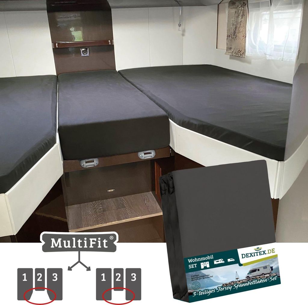 Dexitex Spannbettlaken 3er Set für Wohnmobil & Caravan – Produktbild 