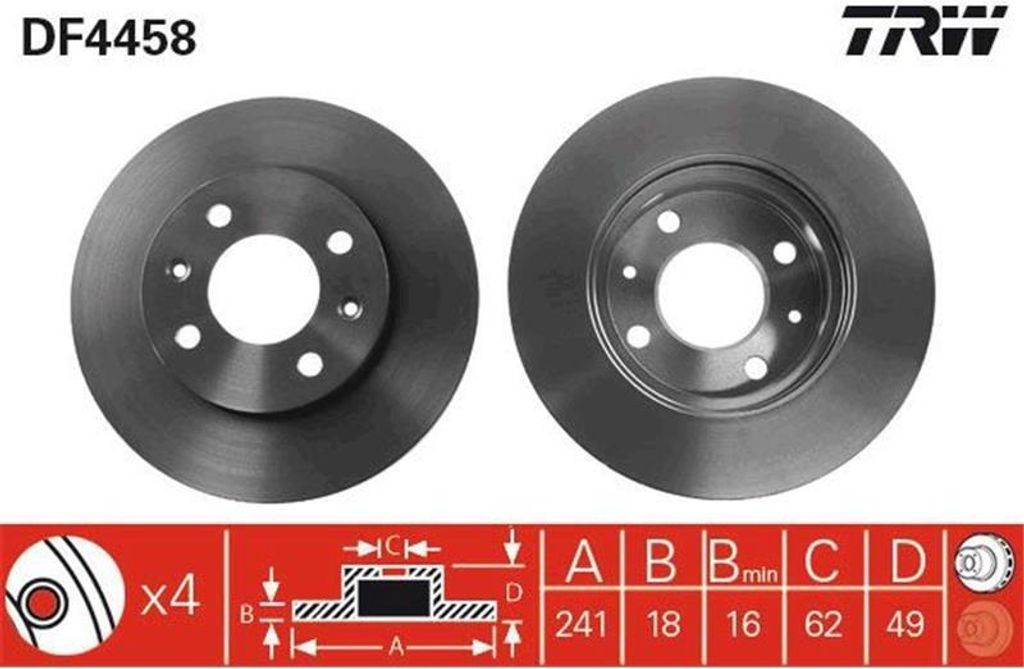 TRW Bremsscheiben (2 Stück) Vorderachse DF4458