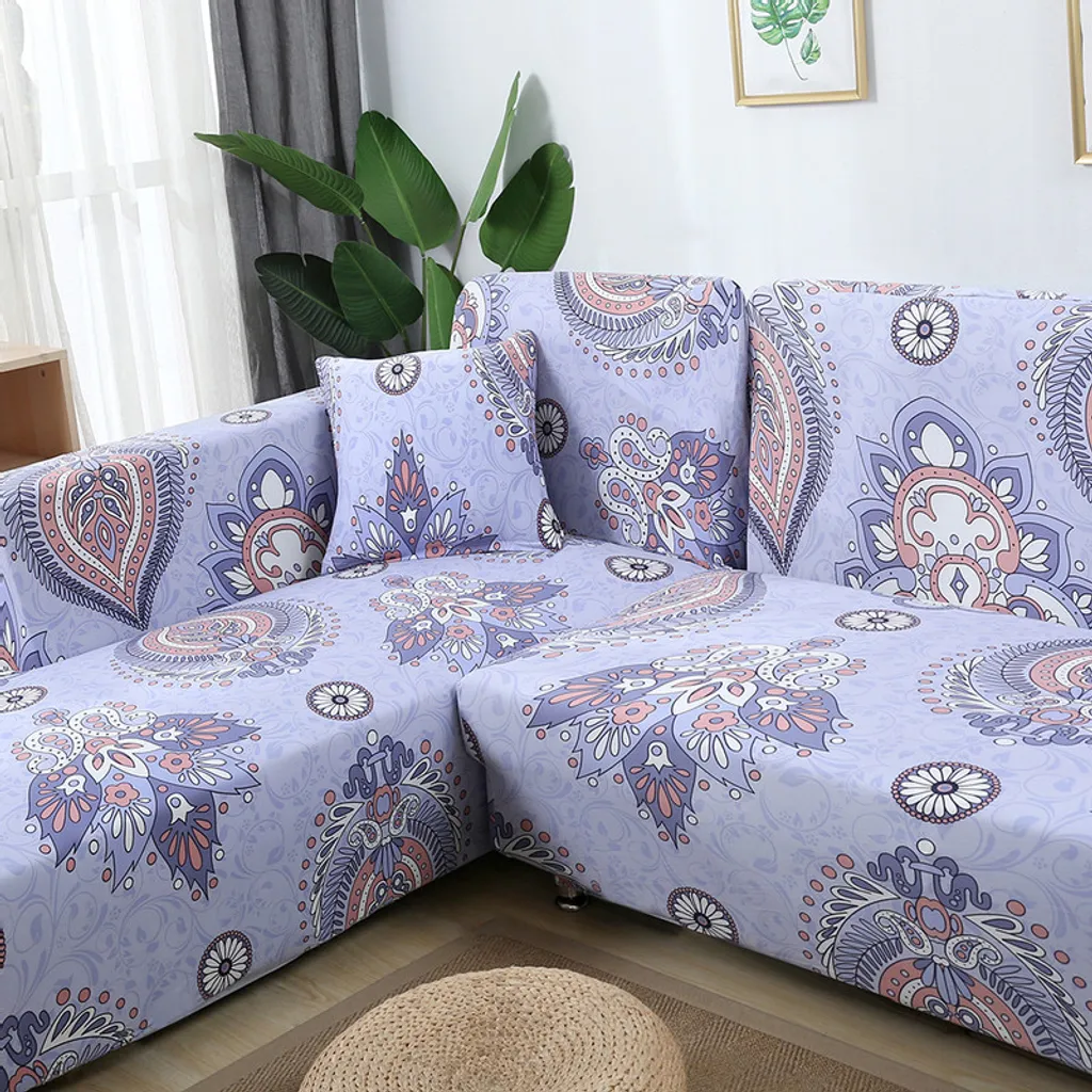 Housse de canapé extensible violette en tissu stretch résistant