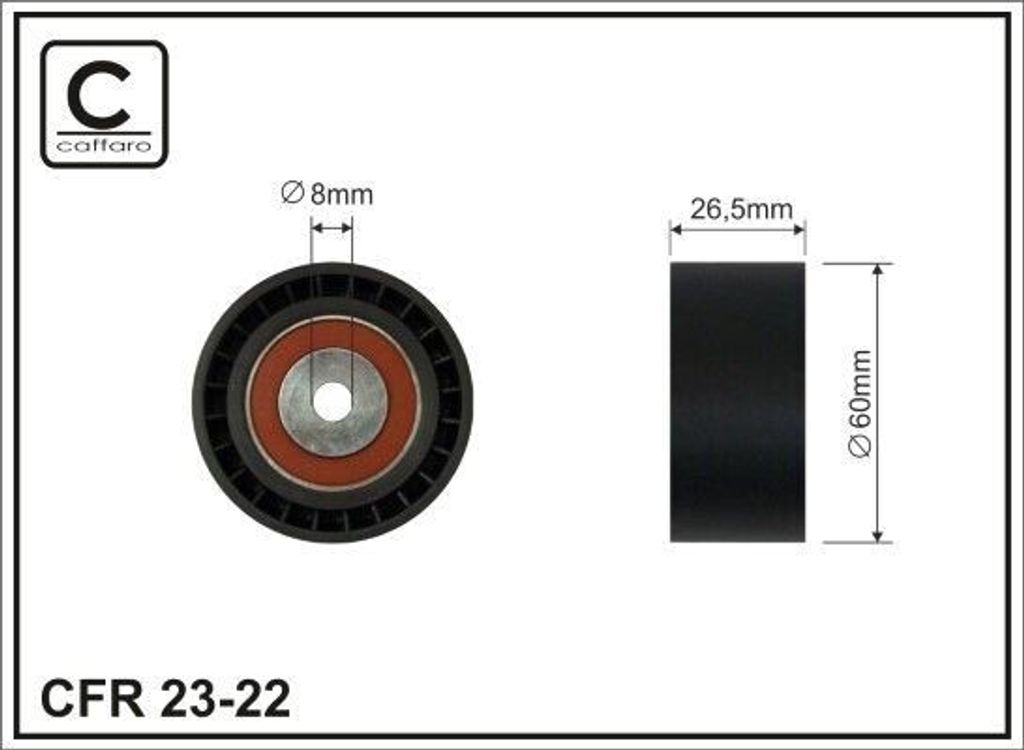 CAFFARO 23-22 Umlenkrolle Keilrippenriemen 60mm für FORD TRANSIT Bus (FD, FB, FS, FZ, FC) für FIAT Scudo Kastenwagen (220) Scudo Kombi (220)