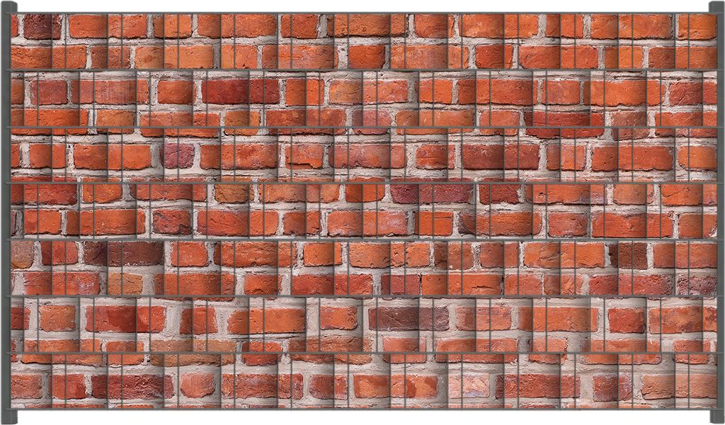 Wallario Zaunsichtschutz mit Motiv Rote Ziegelsteinwand - Backsteine für Ein- und Doppelstabmatten Zäune in der Größe 250 x 140 cm