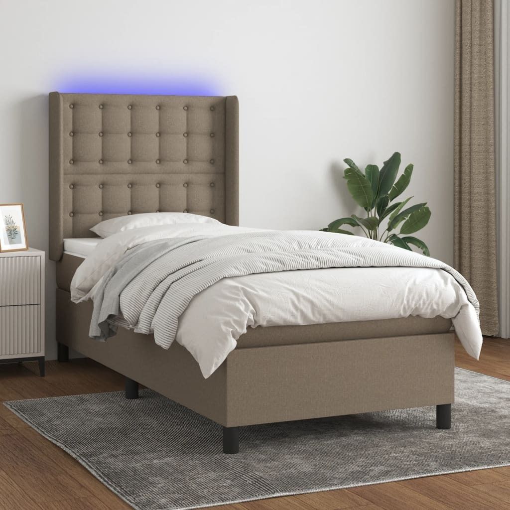 Maison Exclusive - Boxspringbett mit Matratze & LED Taupe 100x200 cm Stoff