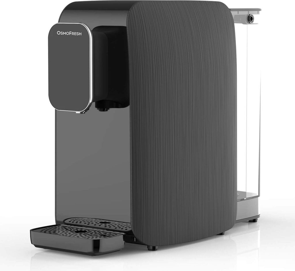 OsmoFresh Auftisch Osmoseanlage Quella Life Black Edition mit 6 Temperaturstufen (15-100°C) kein Wasseranschluss nötig