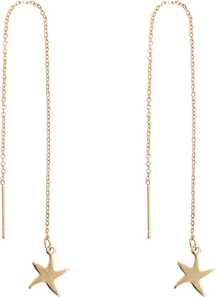 Stern Ketten-Ohrringe Miniblings Hänger Sterne Kettchen Ohrring Seestern golden