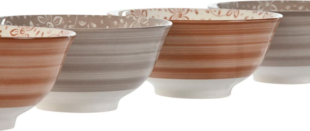 Schalenset Home ESPRIT Braun Beige Porzellan Blomster Shabby Chic 15 x 15 x 7 cm
