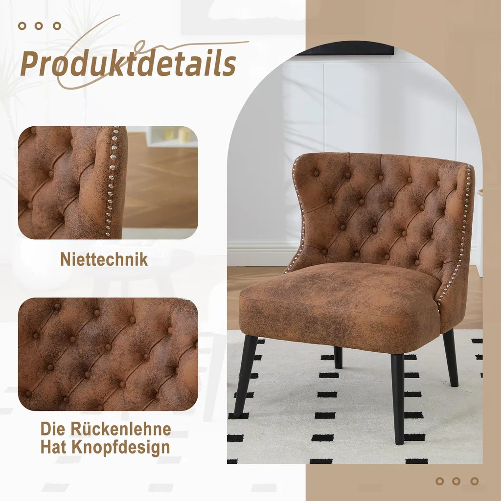 Chaise confortable microfibre marron antitache LVHOM dossier bouton