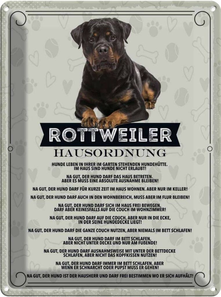 vianmo Blechschild 40x30 cm Tiere Rottweiler Hausordnung Hunde Tier Haustier Hund