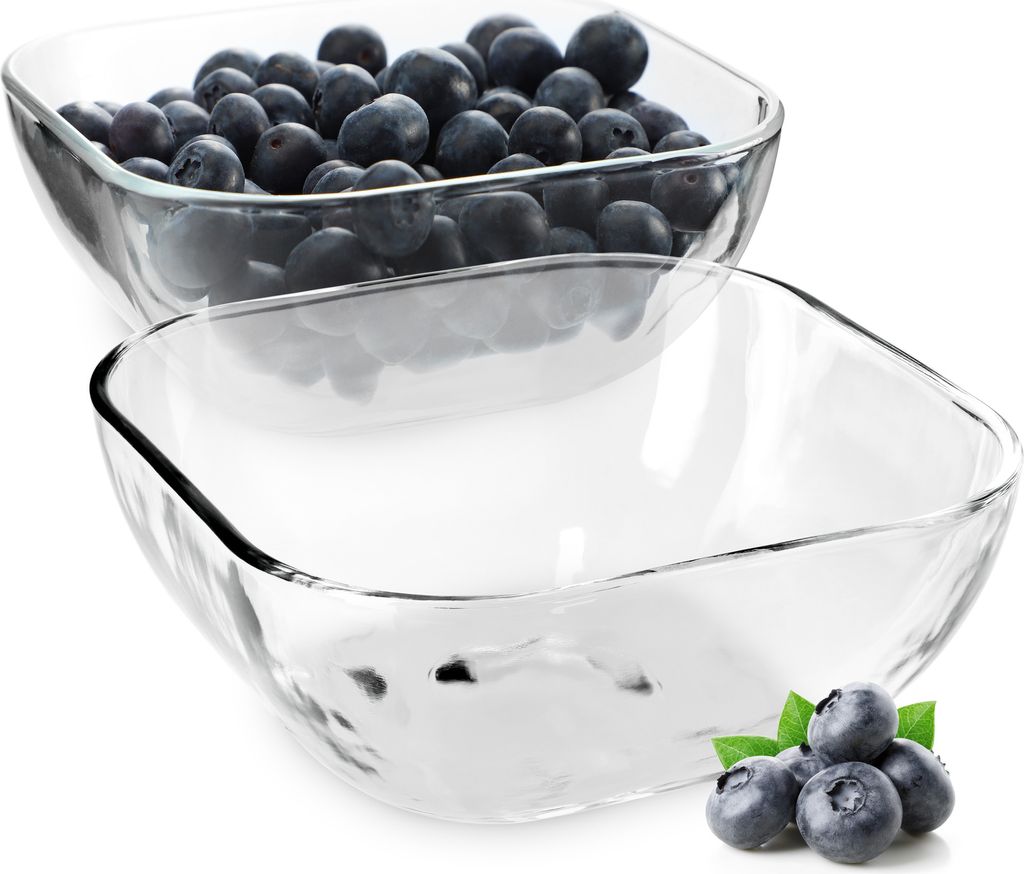 KADAX Glasschale "Carini", Salatschüssel, Quadratisch Glasschüssel, Schale, Transparent, 14 cm, 2 Stück