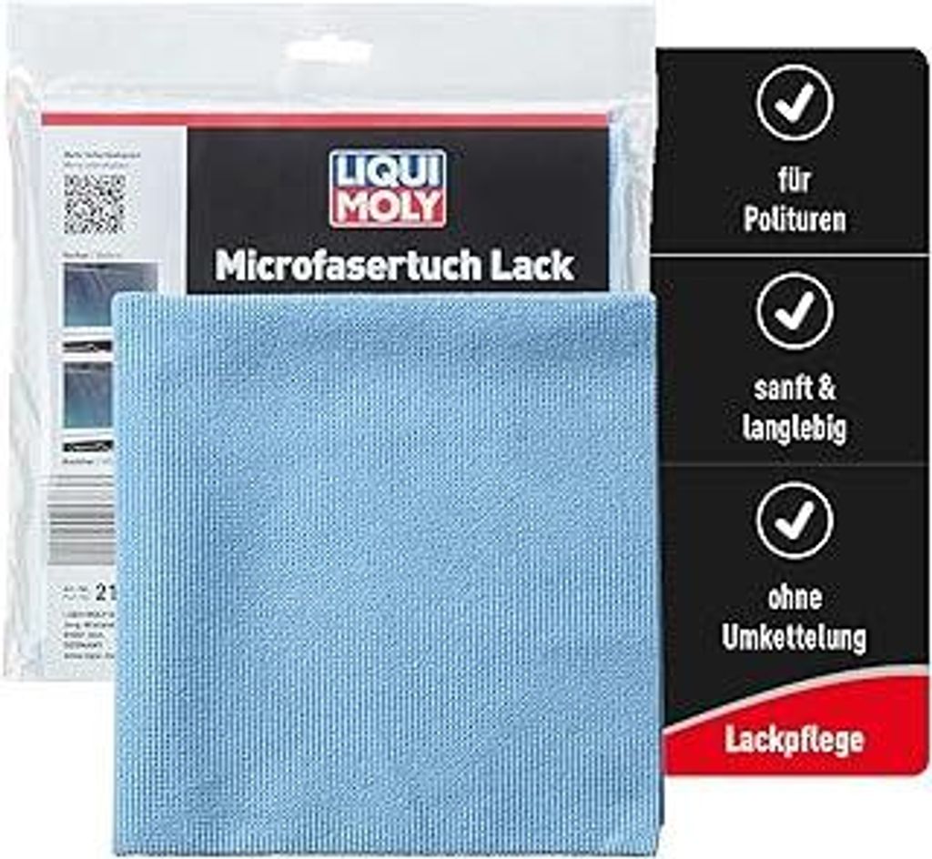 LIQUI MOLY Microfasertuch Lack, 40 x 40 cm I Art.-Nr. 21783 I 1x Microfasertuch Autopflege zum Auspolieren & Entfernen von Polierarbeiten - ohne Kr...