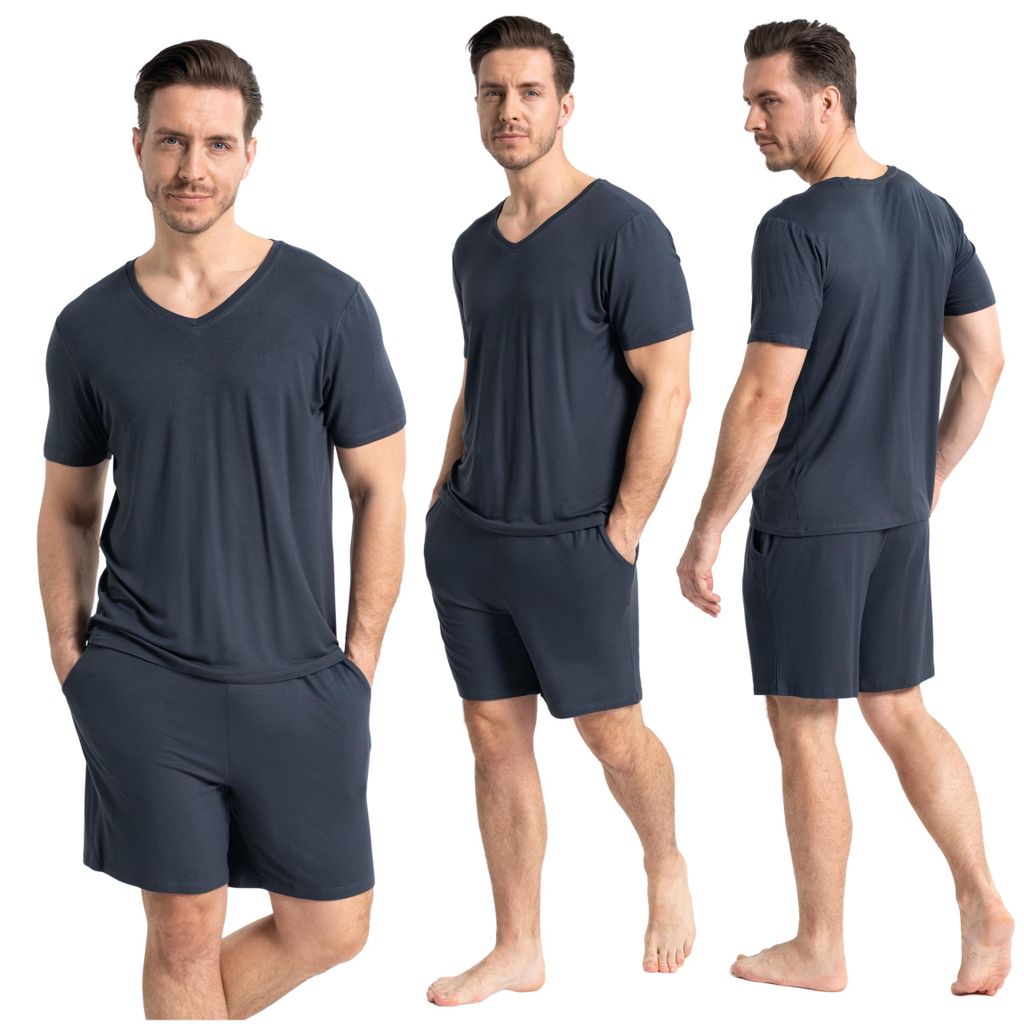 Moraj Herren Pyjama Schlafanzug – Graphit, Größe M, bequem