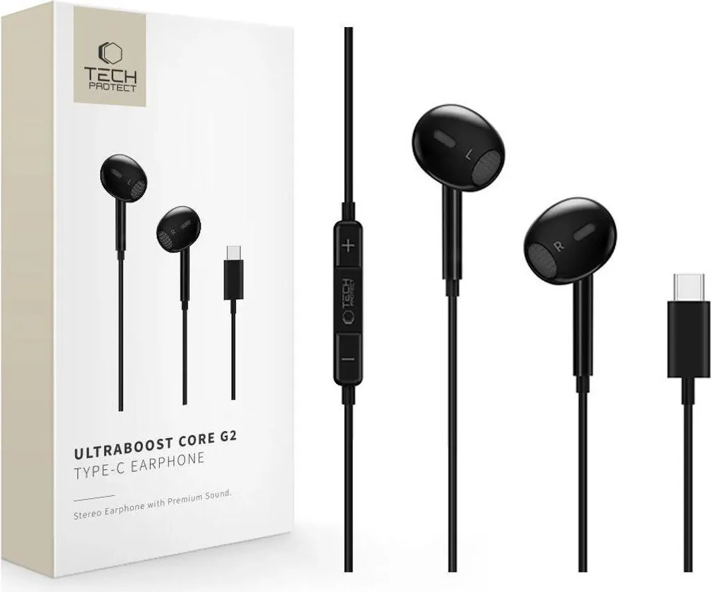 Tech-Protect Ultraboost Core G2 USB-C Nero - Cuffie con Microfono HD