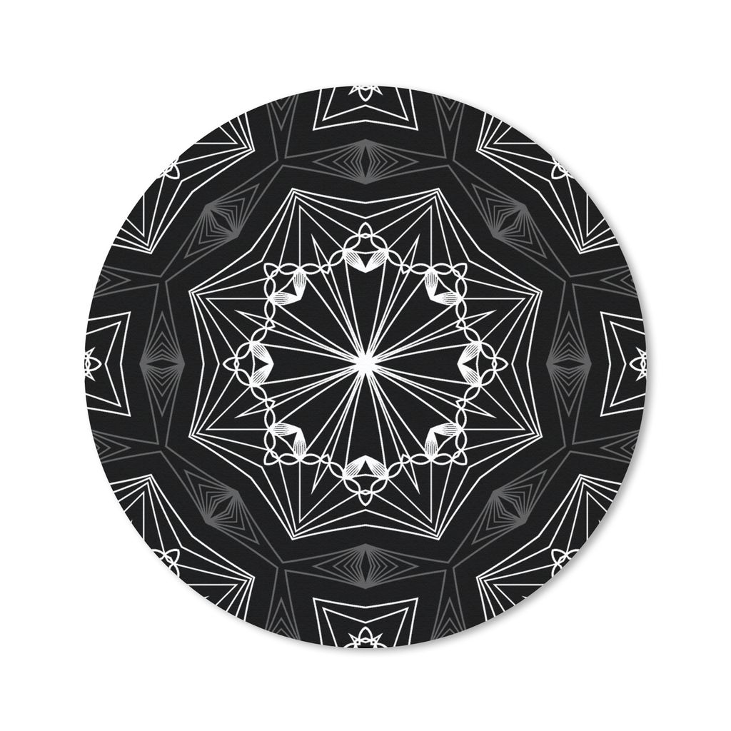 MuchoWow Mauspad Mousepad Blumen - Design - Schwarz - Weiß - Geometrie 20x20 cm - Mousepads - Maus Mat - Pad - Mausunterlage - Schreibtischmatte