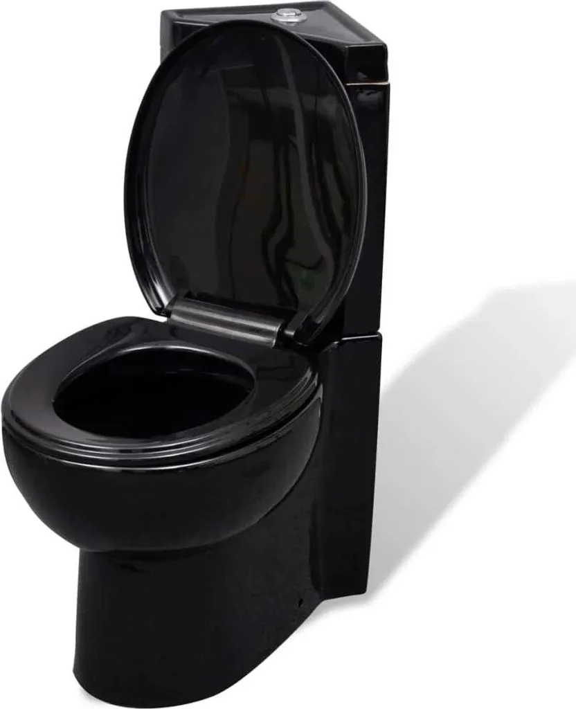 Toilette d'angle VidaXL céramique noire avec réservoir gain de place