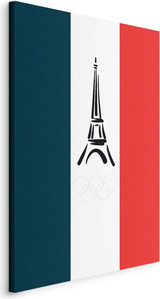 Italienischer Leinwand Leinwandbild - French Flag With Graphic Eiffel Tower 40x60 cm Abstrakt n-C-10043-b-a