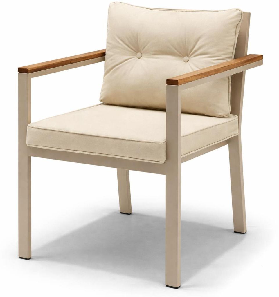 Stuhl Farbe Beige Moderner Stil Gartenstuhl Holzarmlehnen Metallrahmen