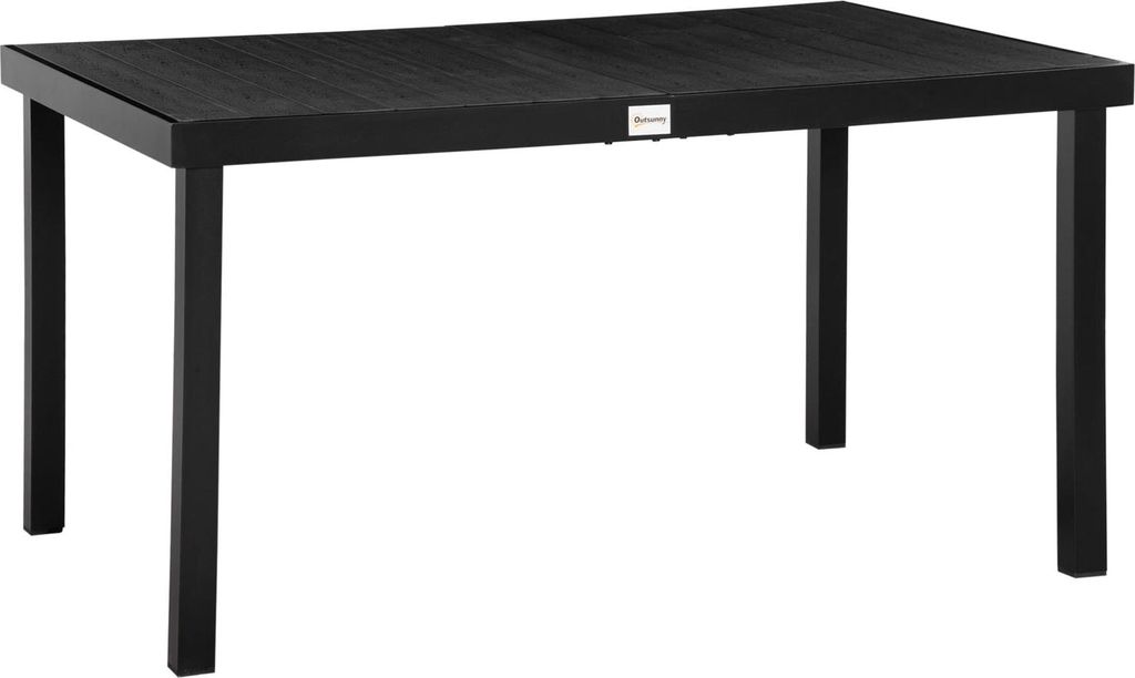 Gartentisch 6 Personen Esstisch Pflegeleichter Aluminiumtisch Gartenmöbel Kunststoff Schwarz 140X90X74Cm