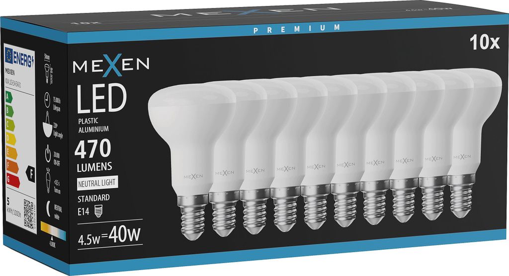 Mexen Nova 10x LED-Glühbirne E14, R50, 4,5W, Neutral - Produktbild 