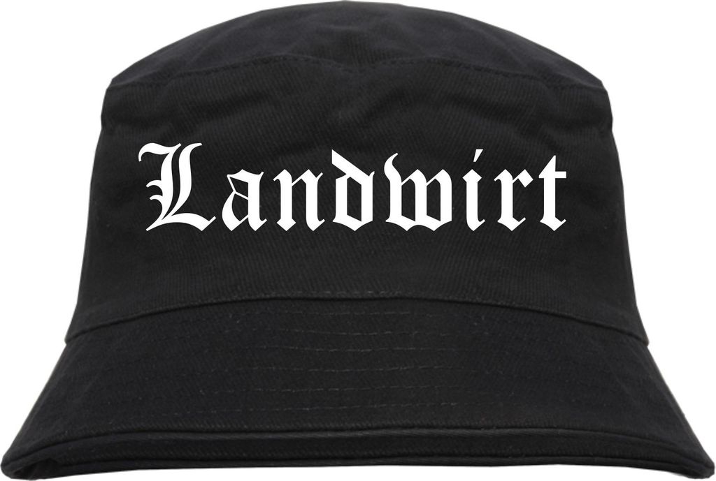 Landwirt Fischerhut - bedruckt - Bucket Hat Anglerhut Hut S/M Schwarz
