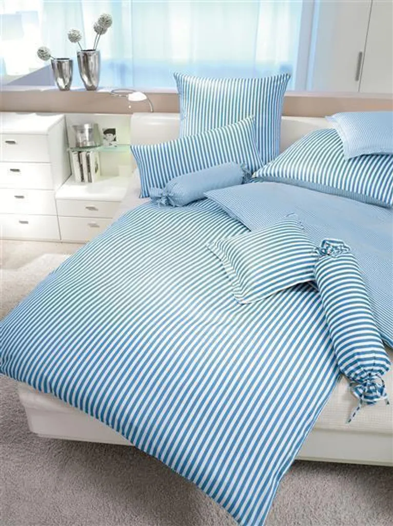 Janine ModernClassic 3912 Linge de lit Mako-Satin 135x200 cm Bleu Clair