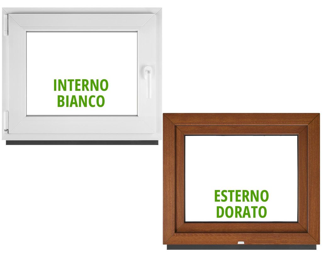 BAU PLAZA Kellerfenster BxH 80 x 50 cm / 800 x 500 mm DIN Links Außen Golden Oak / Innen Weiß – Dreh-Kipp Fenster – 2-fach Verglasung 32 mm ...