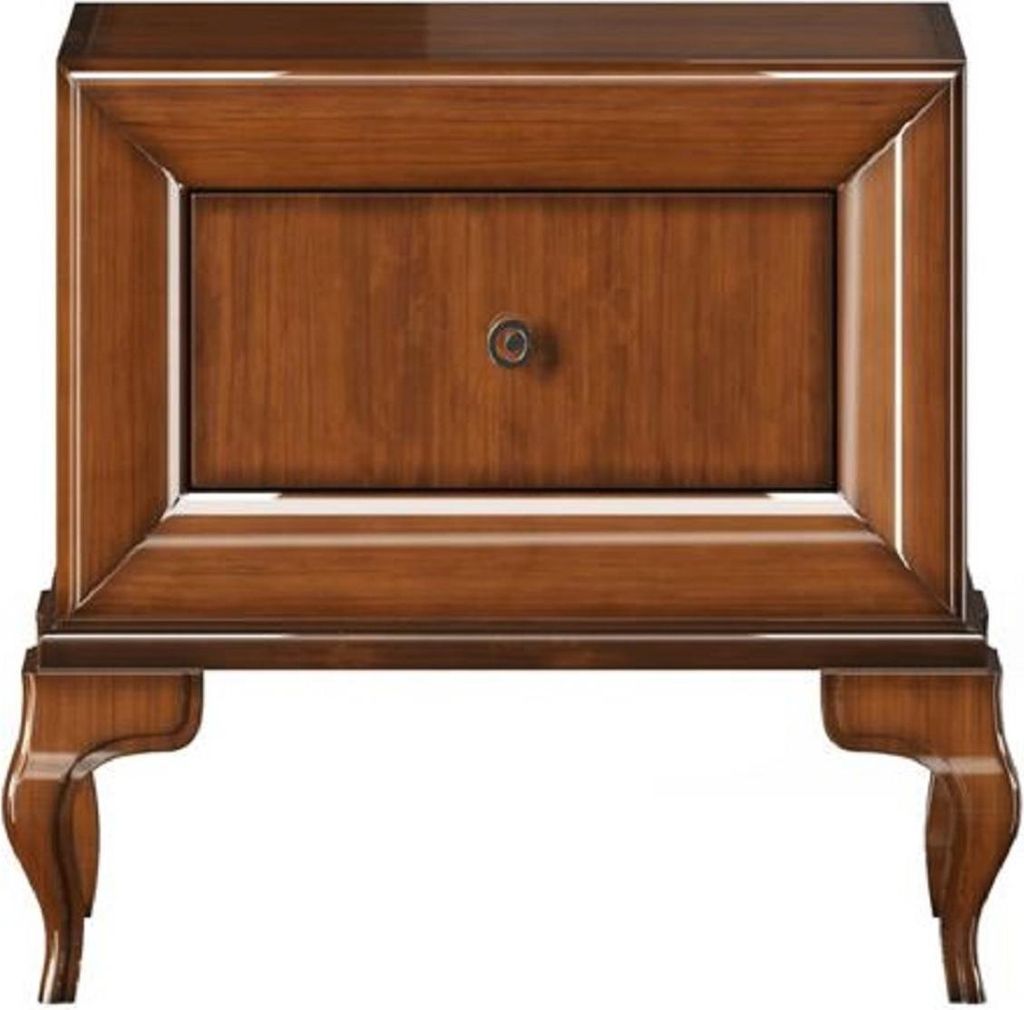 Casa Padrino Luxus Art Deco Nachttisch Hochglanz Braun 70 x 42 x H. 65 cm - Massivholz Beistelltisch mit Schublade - Luxus Schlafzimmer Möbel - Lu...