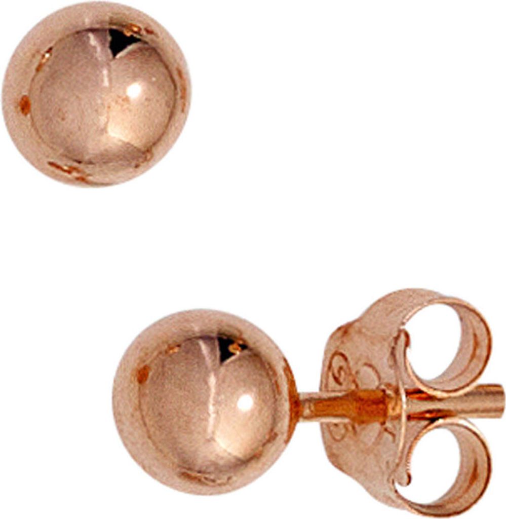 Paar Ohrstecker Kugel 5mm aus 925 Silber rotvergoldet Ohrschmuck Damen