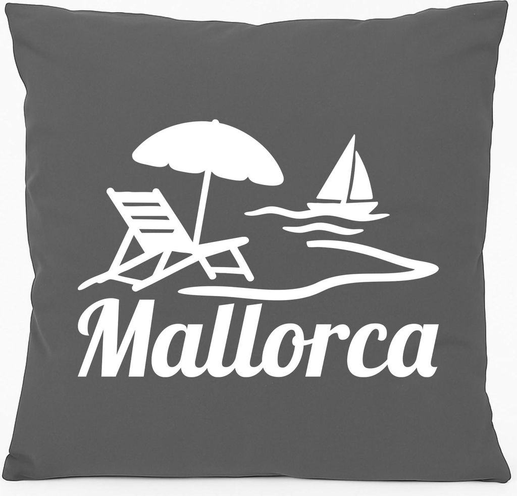 Huuraa Sofakissen Mallorca Spanien Geschenk 40x40cm mit Füllung Steel Grey Baumwolle Mallorca Mitbringsel