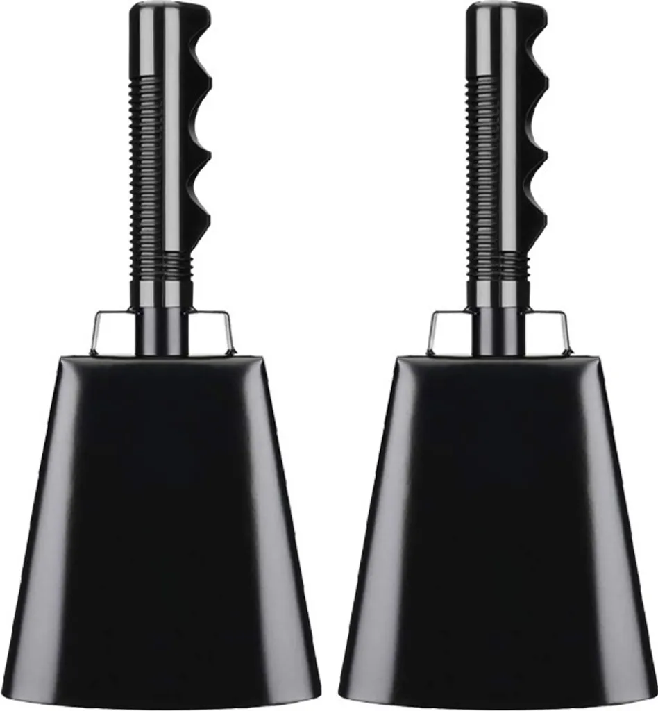 Cloche de Supporter Noire (Lot de 2) - Sonnaille en Métal avec Poignée