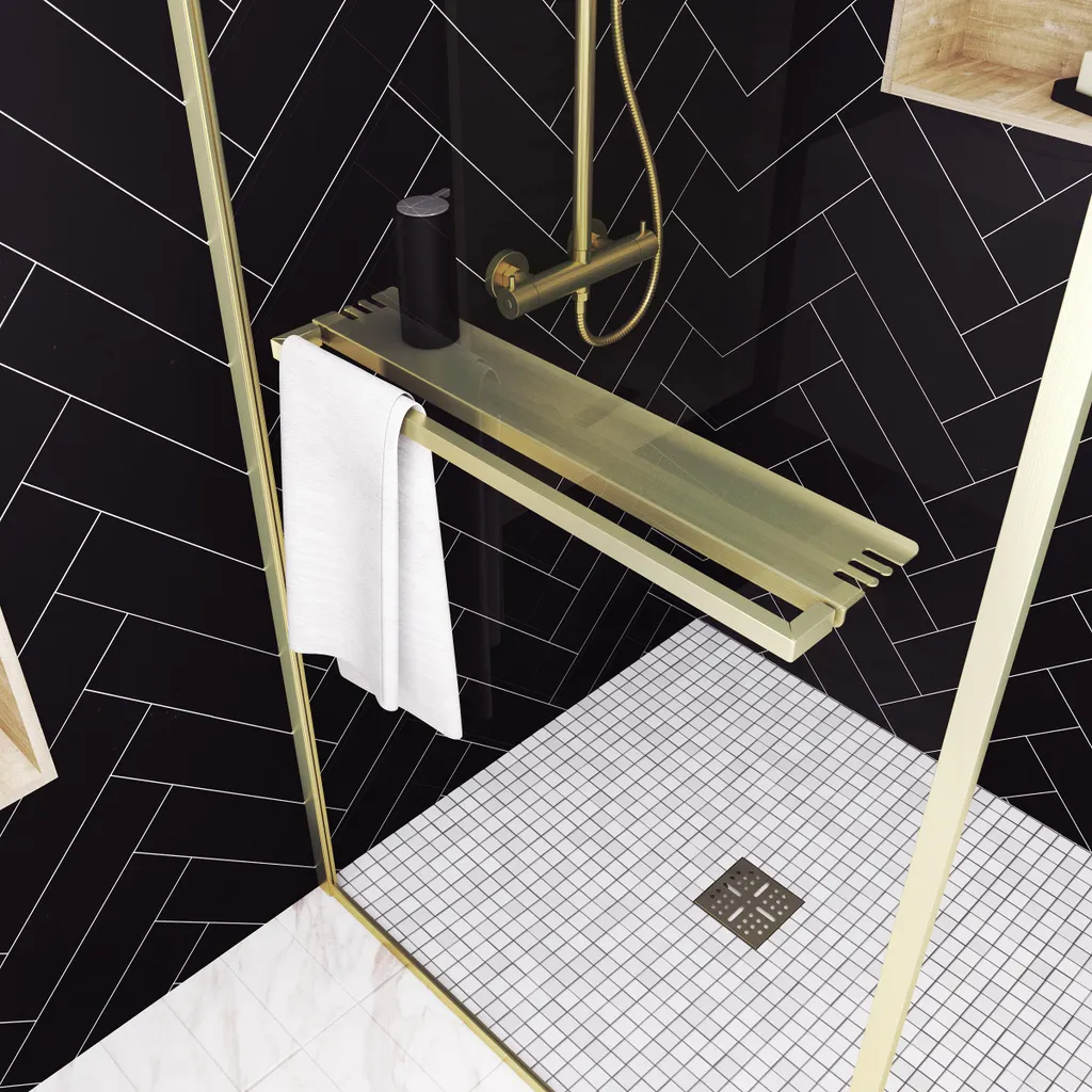 Paroi de Douche Anticalcaire 90x200cm Or Doré - Solution Rangement
