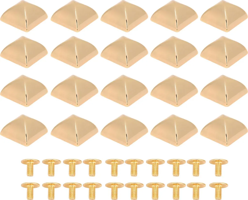 20 Borchie Piramidali Oro 18mm Zinco per Gilet Pelle e Stivali