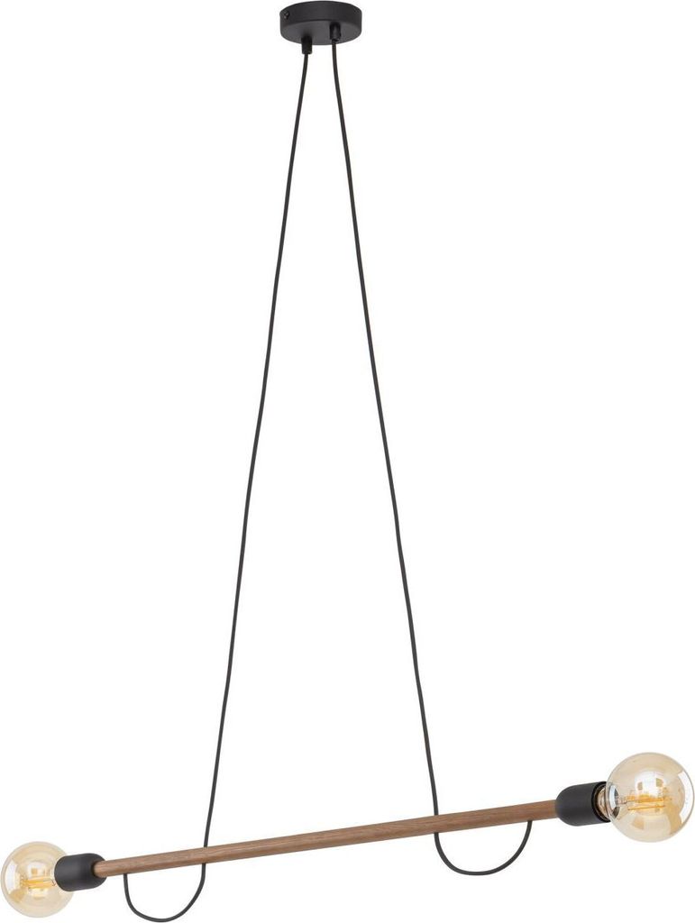 Hängeleuchte Metall H: max. 160 cm Walnuss Schwarz E27 Produktbild 