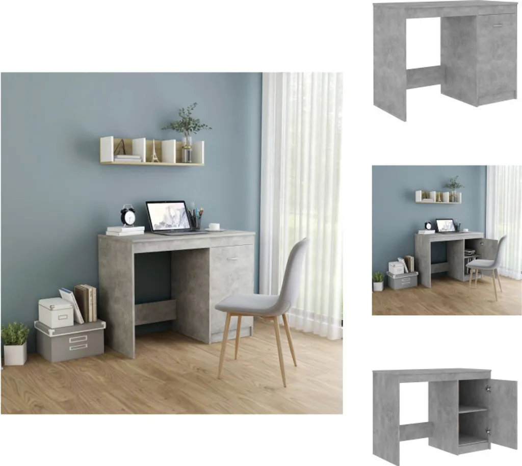 Scrivania Computer vidaXL Grigio Cemento 100x50x76 cm | Ufficio Casa