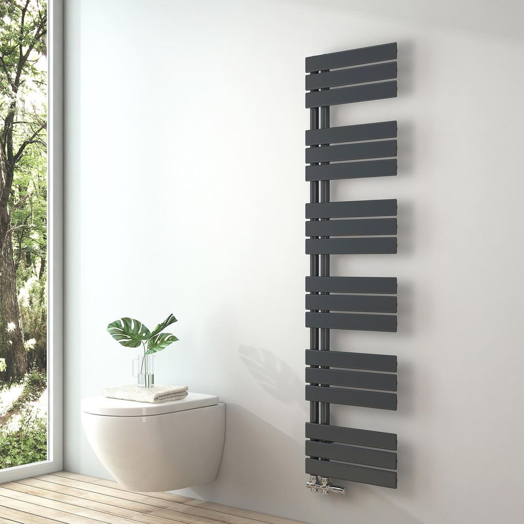 S'AFIELINA 1599x400mm Design Badheizkörper Handtuchheizkörper Flach Paneel Seitenanschlusss Heizkörper für Bad Handtuchtrockner Anthrazit 684 Watt
