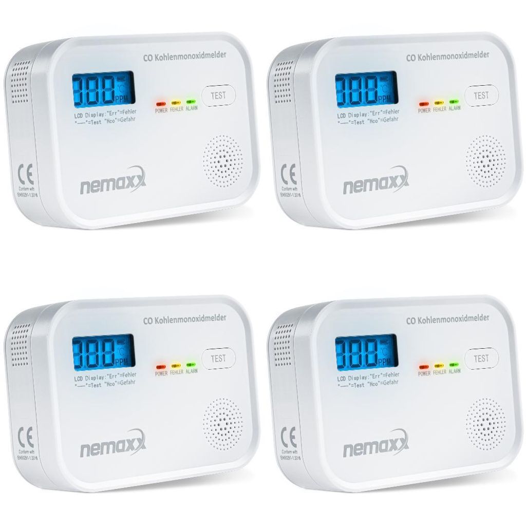 NEMAXX® CM18 4er-Set Kohlenmonoxid-Melder / CO-Warnmelder Produktbild 
