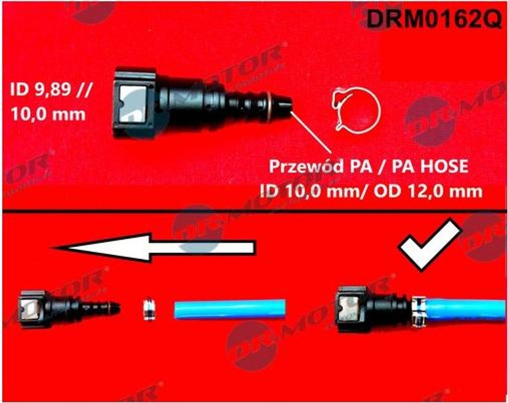 szybkozłączka prosta na kominek 9,89/10 mm z o-ringiem