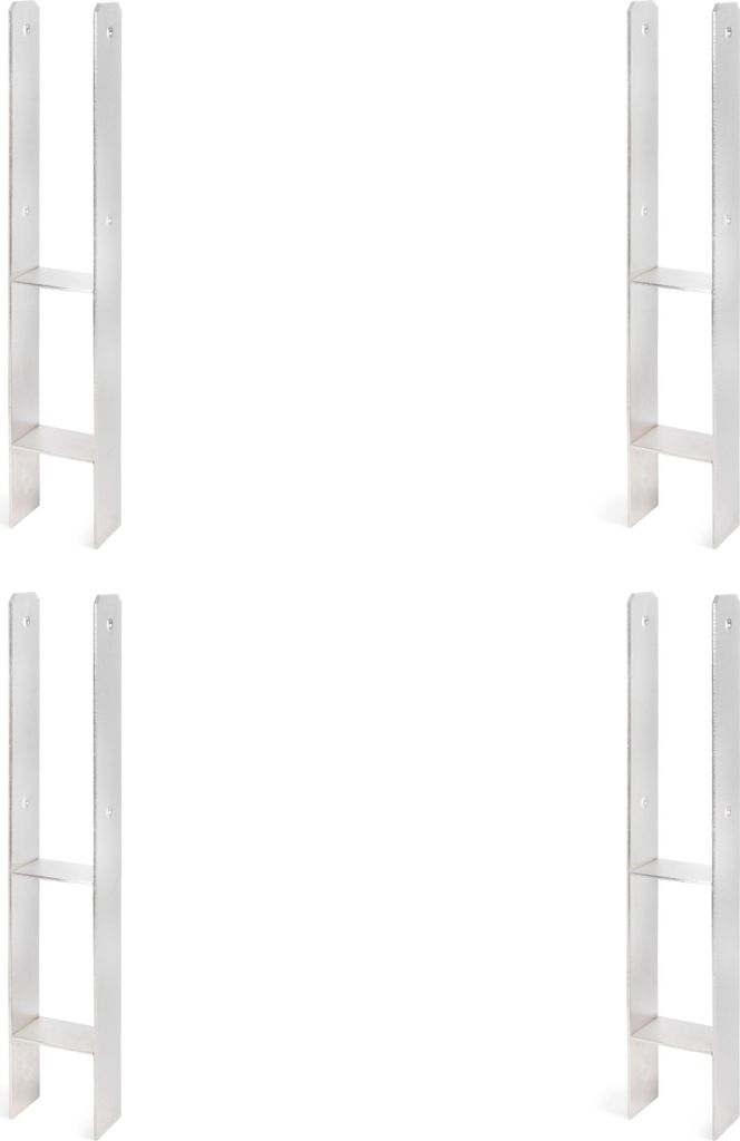 Alberts 4 x H-Pfostenträger, Edelstahl, 91x600 mm, Materialstärke 4 mm, Tiefe 60 mm, zum Einbetonieren