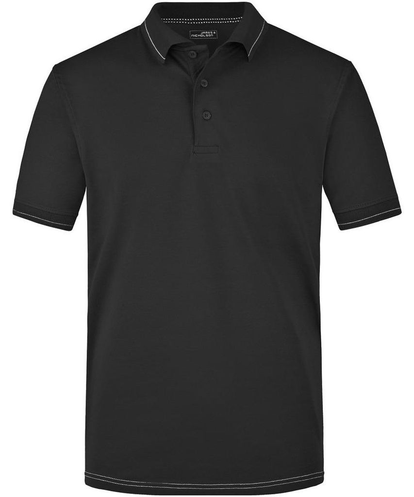 James and Nicholson - Poloshirt Elastisch für Herren LT2266 (L) (Schwarz/Weiß)