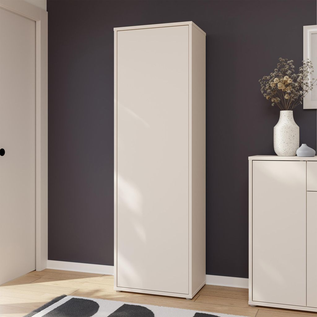 Forte ALICE SPRINGS Garderobenschrank 60, moderne Garderobe mit Kleiderstange und Einlegeböden, Flur, Holzwerkstoff, Kaschmir Beige, 59,8 xm breit...