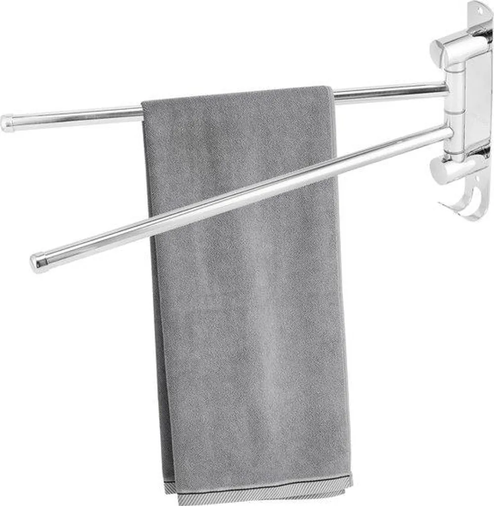 Porte-serviettes 38cm en acier inoxydable 304 argenté avec bras pivotant