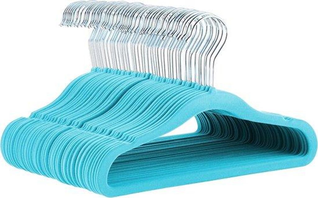 Famanu Kleiderbügel mit Antirutsch - für Babys und Kleinkinder - 29,5cm - 50 Stück - Blau