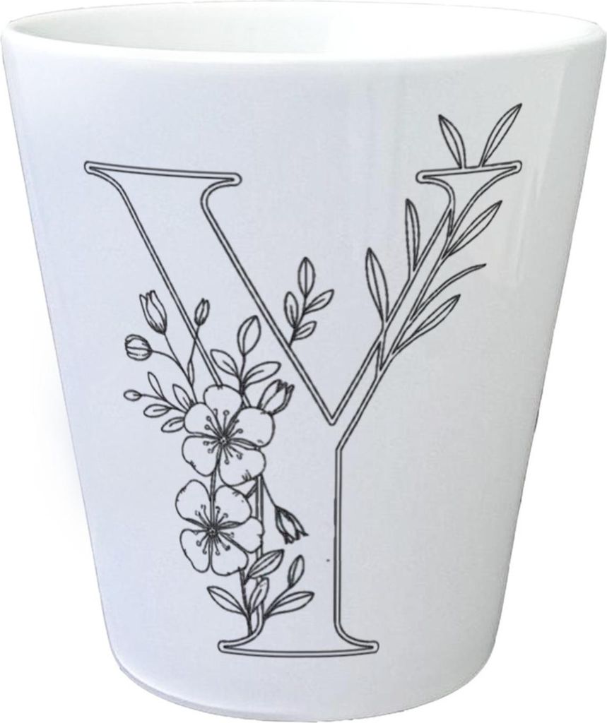 Floral Buchstabe Y Blumentopf zum Ausmalen für Kunstliebhaber