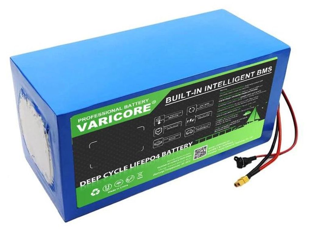 LiFePO4 Akku 60V 30Ah - 20S2P Lithium-Eisenphosphat - 64V System - Integriertes BMS - Für Off-Grid Solaranlage / 0-3200W Motor - T-T-Stecker