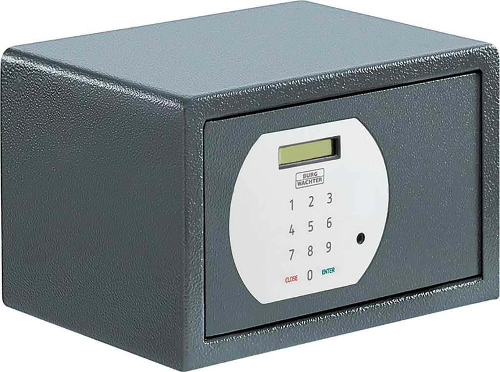 Burgwächter Tresor für Zuhause - Hoteltresor Pure Safe PS110 E KA 3 - Mini Tresor für Wand und Bodenbefestigung, Stahl anthrazit