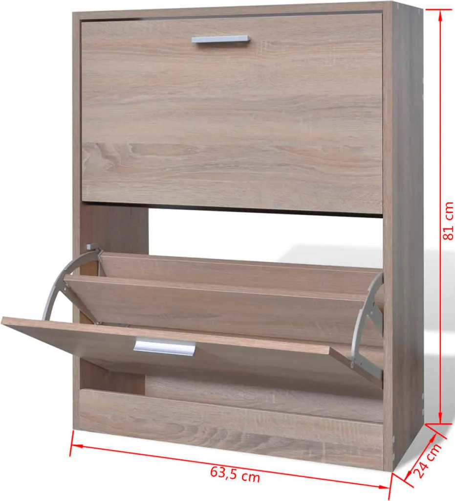 Armoire à chaussures pour entrée en bois de chêne, idéal petits espaces - 7